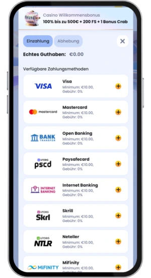 Bonusaktivierung nach Einzahlung